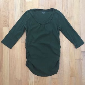 Maternity 3/4 sleeve green cotton top